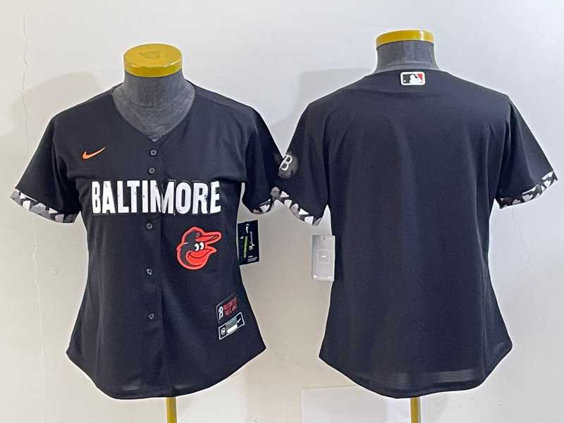 Women%27s Baltimore Orioles Blank Black 2023 City Connect Cool Base Stitched Jerseys